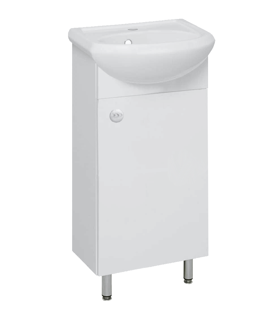 Тумба Emmy "Мальта 40" с раковиной Sanita "Манго 40", напольная, белая — фото 1