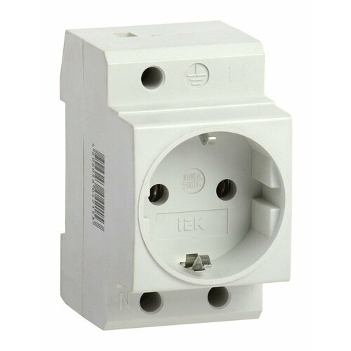 Розетка силов. IEK РАр10-3-ОП MRD10-16 одинар. DIN - рейка зазем. IP20 белый (упак:1шт)