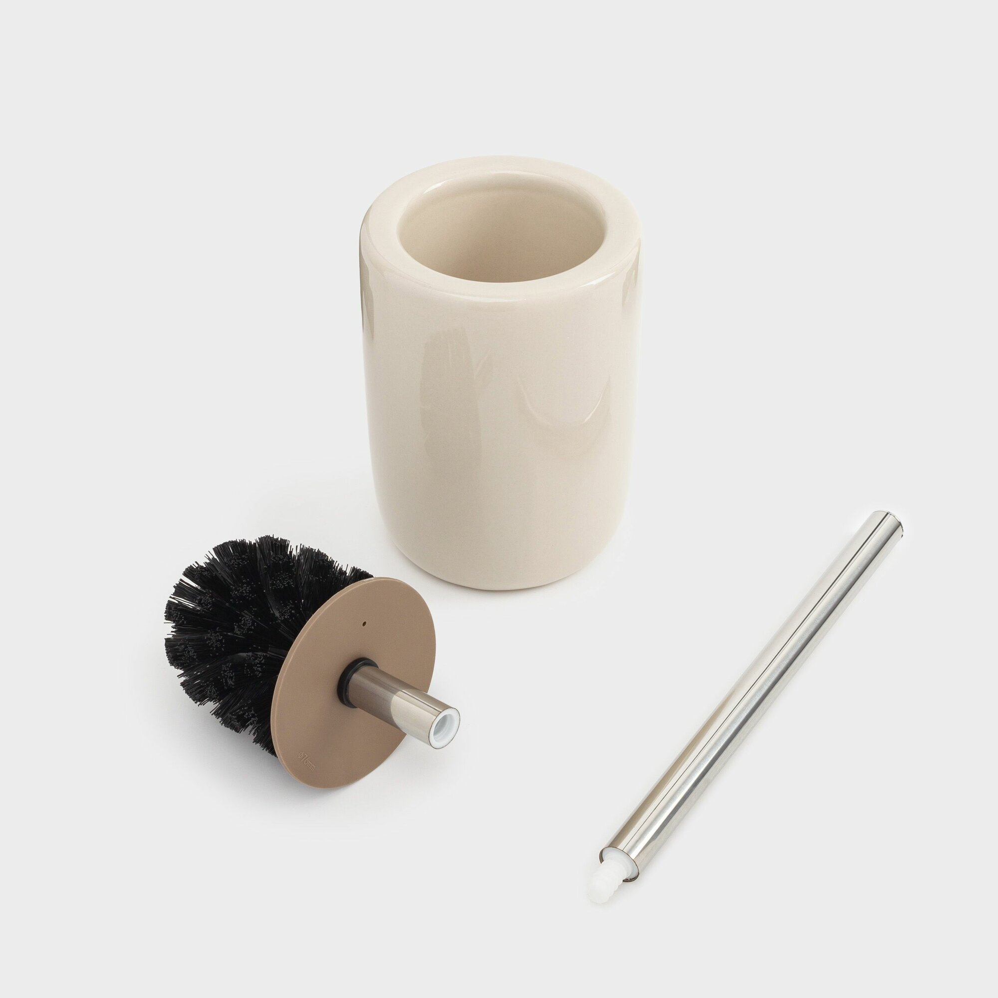 Изображение Ерш туалетный, 39 см, с подставкой, керамика/пластик, бежевый, Nira