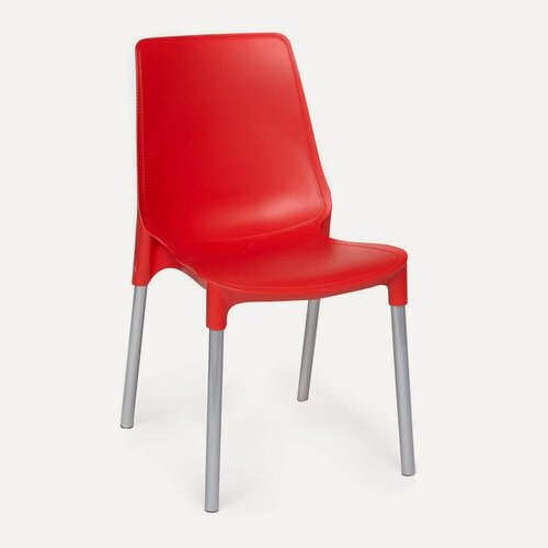 Изображение товара Стул кухонный со спинкой TetChair, пластик, 1 шт, красный, ножки хром