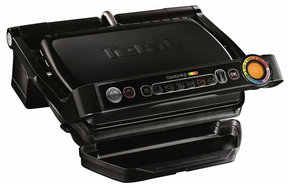 Гриль Tefal OptiGrill+ (GC714834) с антипригарным покрытием чёрный