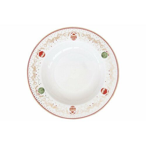 Тарелка суповая 215 см фарфор P белая Новогодние шары Christmas Eve Easy Life 1984₽