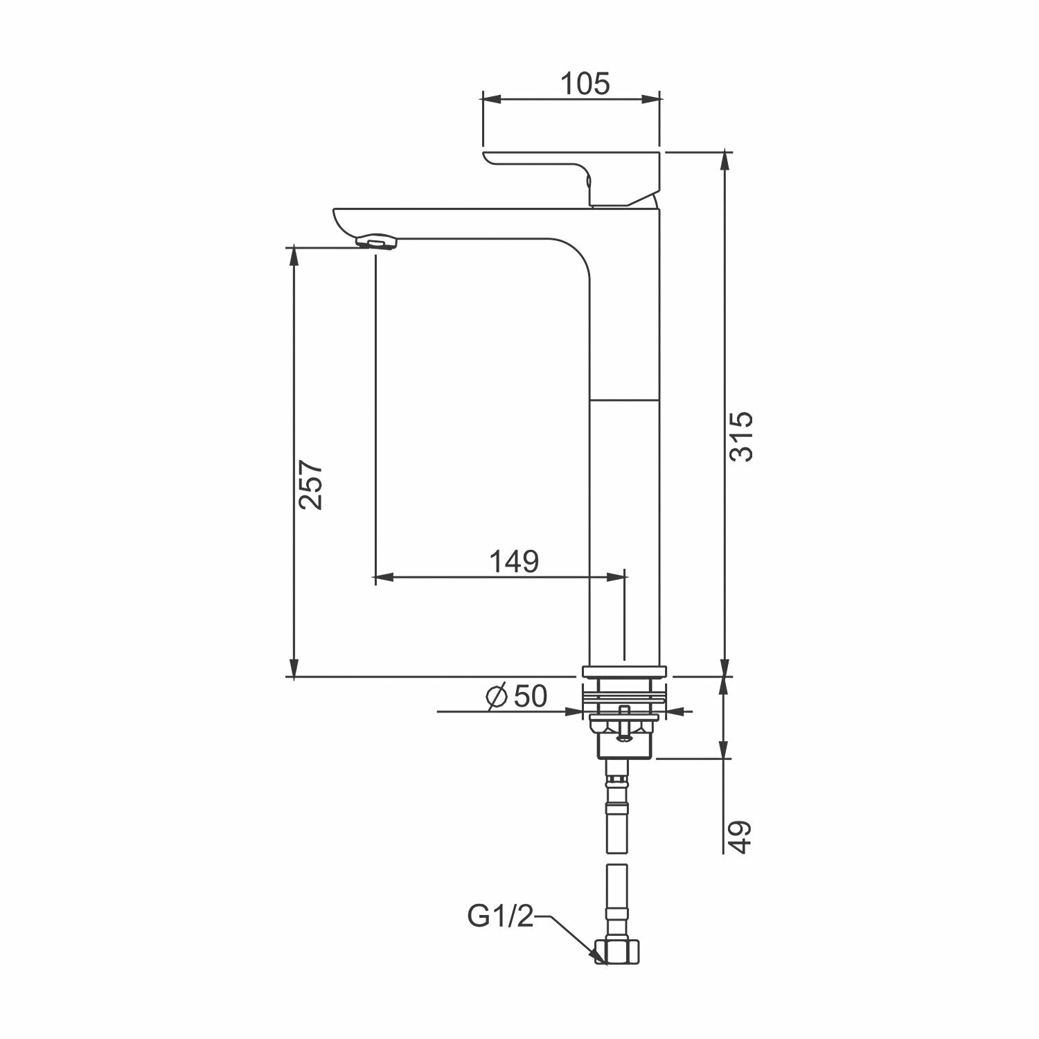 Смеситель для раковины высокий Gappo G1048-92 латунь, оружейная сталь — фото 1