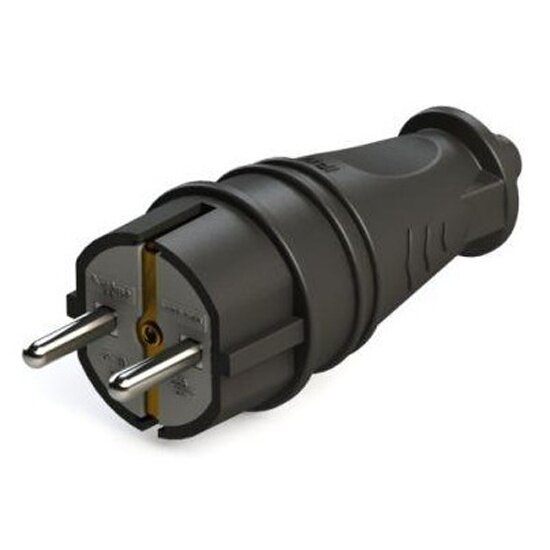 Вилка прямая Systeme Electric (schneider Electric) SYSTEME ELECTRIC MultiSet 16А 250В IP44 с заземл. каучук черн MST4001BK