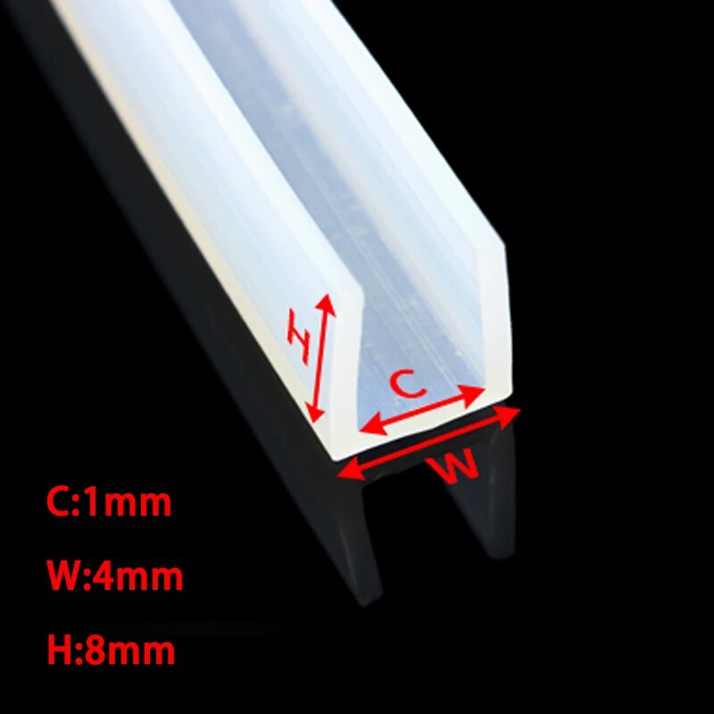 Силиконовая уплотнительная лента U-образная 1 метр, 1 x 4 x 8 mm, U, 1 Meter
