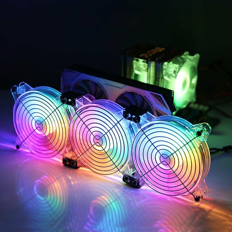 12 СМ Универсальный светодиодный RGB 3 вентилятора Кулер для видеокарты Охлаждение настольного компьютера Внешний независимый радиатор графического процессора