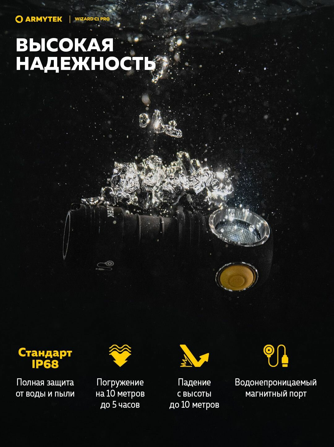 Фонарь Wizard C1 Pro Magnet USB Белый Armytek - фото №11