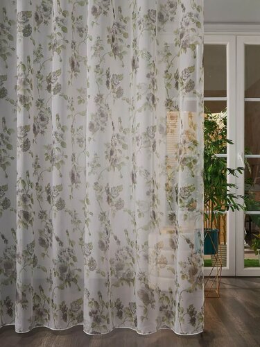 Изображение товара Тюль SANPA HOME, вуаль с рисунком, в гостиную и спальню 300х260 см на ленте 1шт
