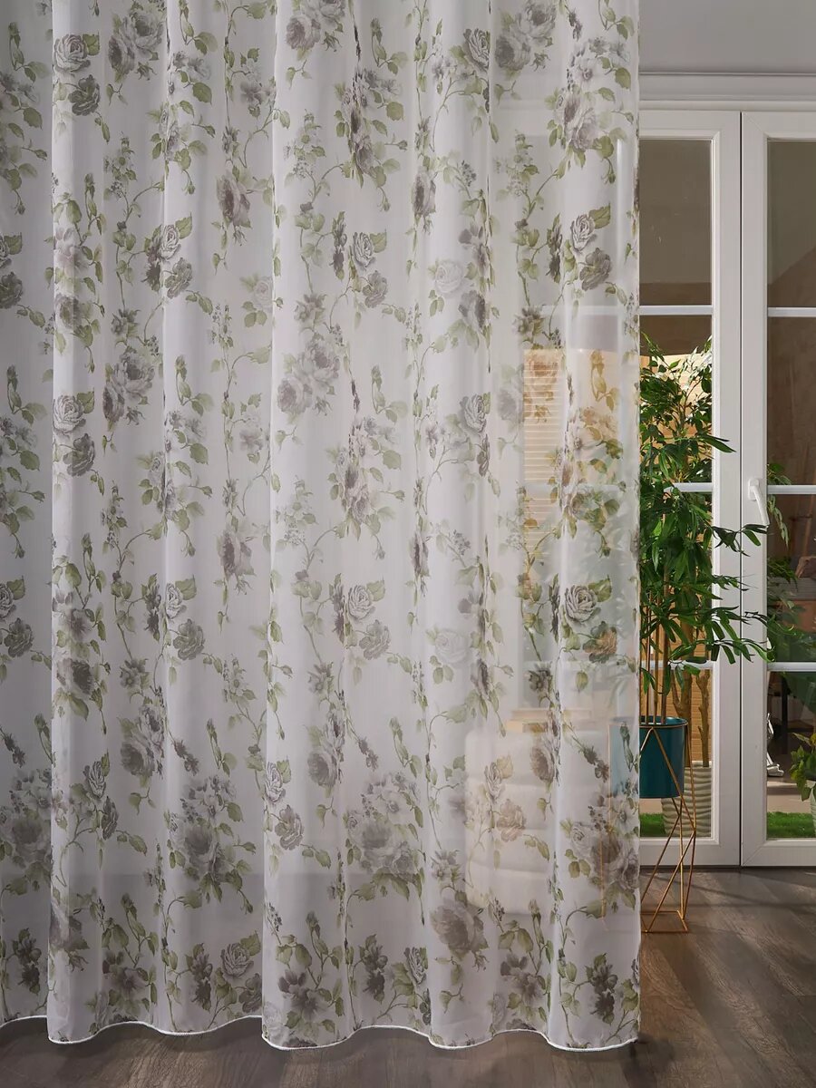 Тюль SANPA HOME, вуаль с рисунком, в гостиную и спальню 300х260 см на ленте 1шт