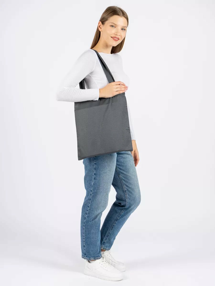 Сумка шоппер , фактура гладкая, серый — фото 1