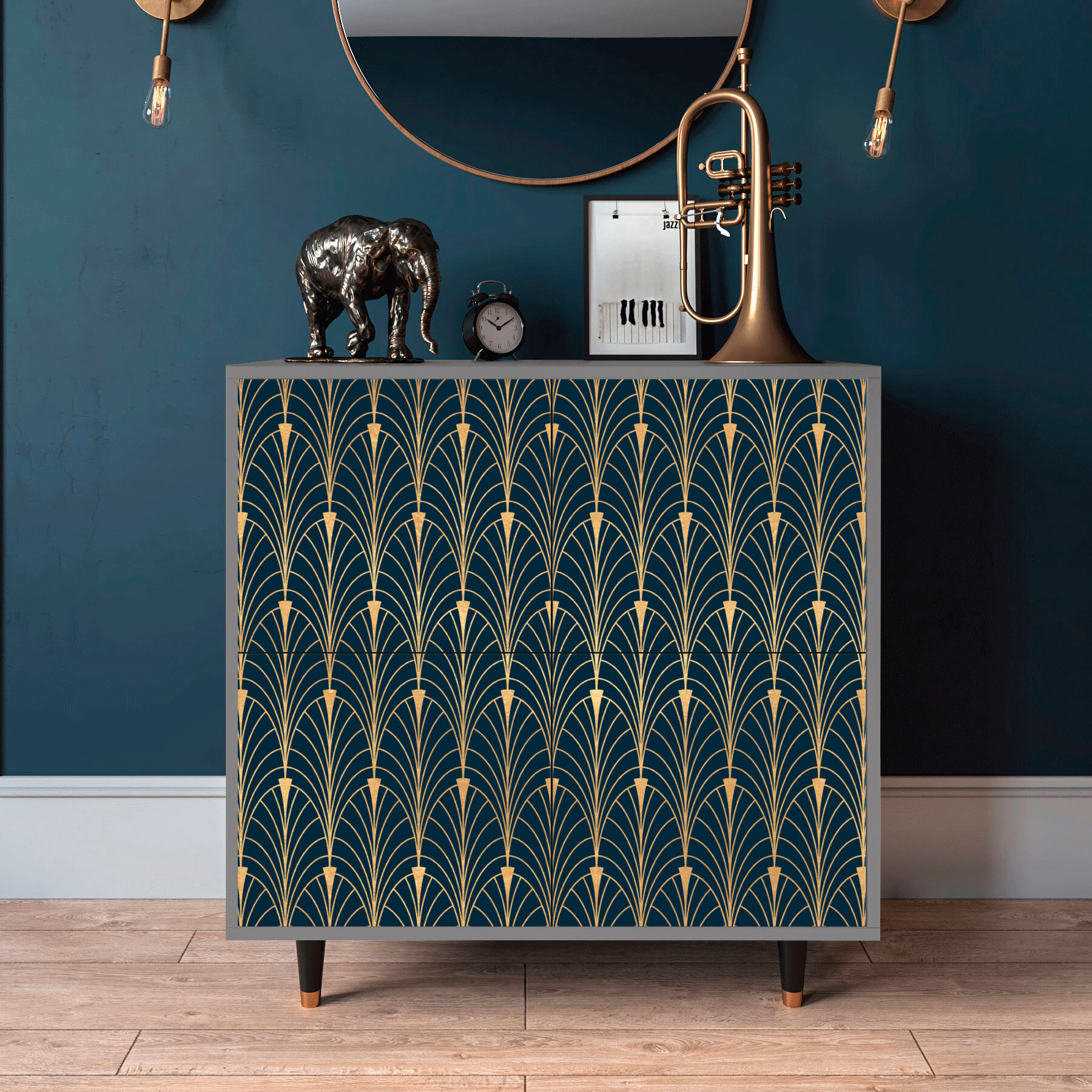 Комод - STORYZ - BS3 Flower of the Nile, Размер - 94 x 96 x 48 см, Цвет корпуса - Серый