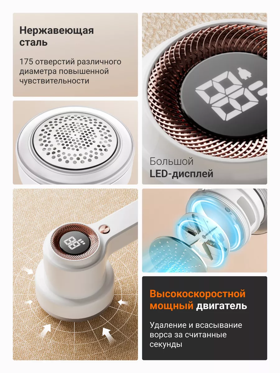 Машинки Для Удаления Катышков Xiaomi Машинка для удаления катышков Xiaomi BEHEART MQ10 белая + ролик от шерсти