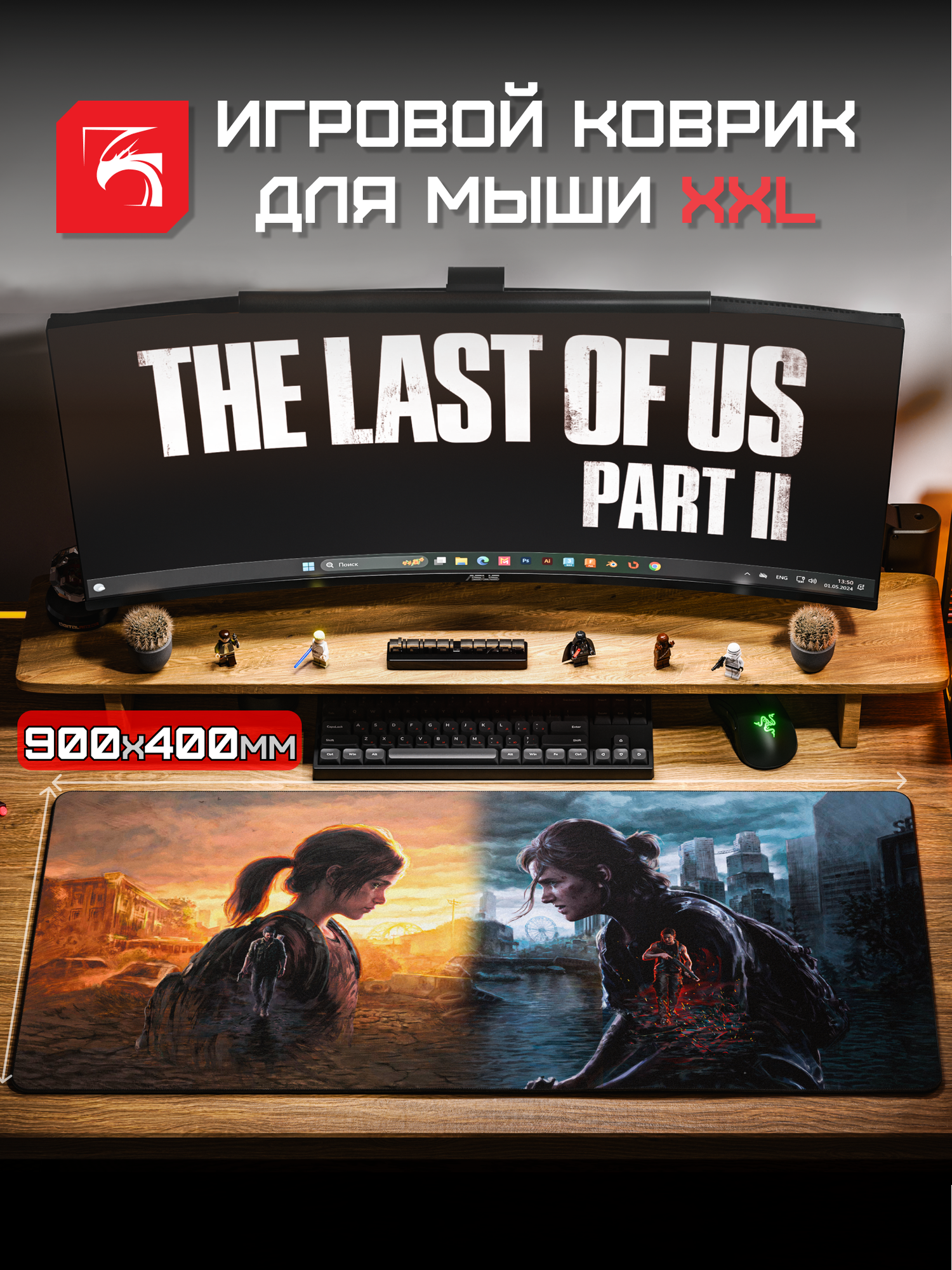 Игровой коврик для мыши DigitalRazor The Last of Us part 2 Ellie Left Right 90х40 см