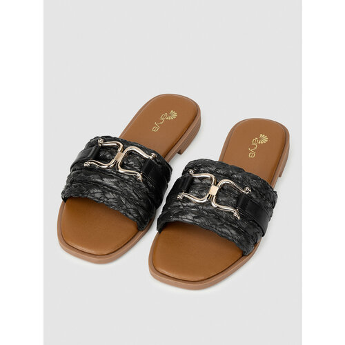 фото Шлёпанцы arya summer raffia, размер 37, черный