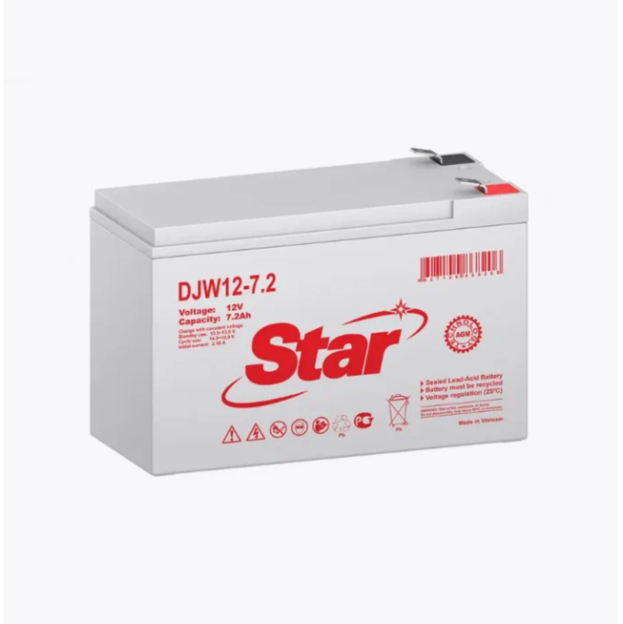 Свинцово-кислотный аккумулятор STAR DJW12-7.2 (12 В, 7.2 Ач)