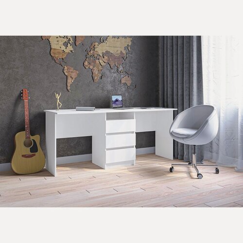 Изображение товара Письменный стол Сима-ленд "Тандем Зара", ЛДСП, 75x175x60,8 см, 3 ящика, белый