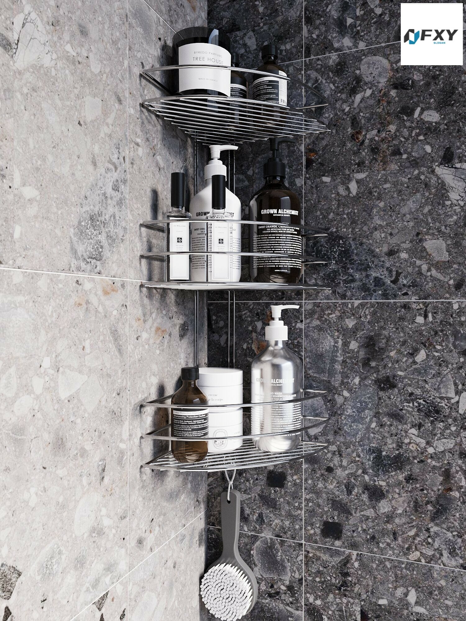 Эксклюзивная угловая полка для ванной без сверленияЭксклюзивная угловая полка для ванной без сверления