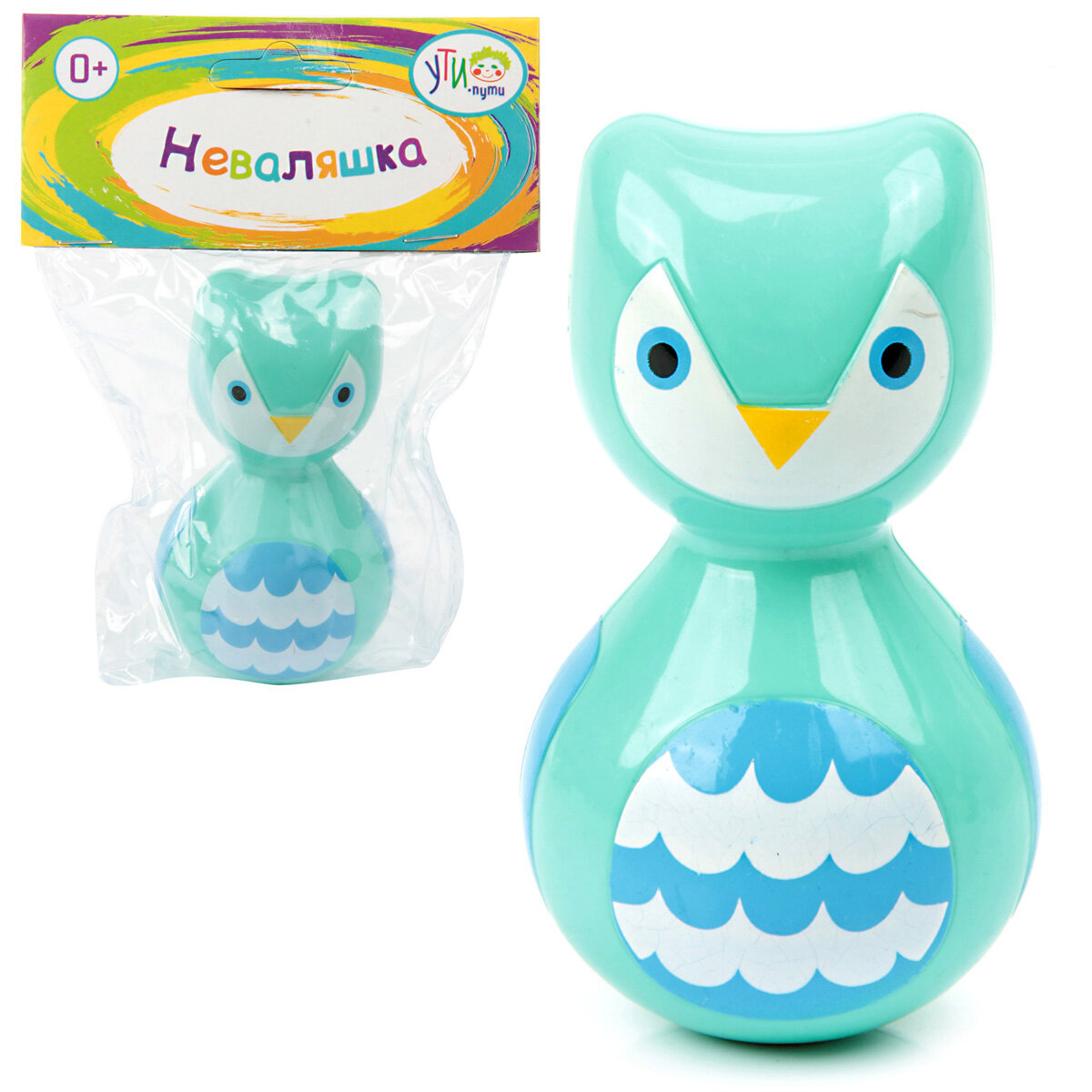 Неваляшка Ути Пути Сова высота 10 см голубая пластик 64886 0+