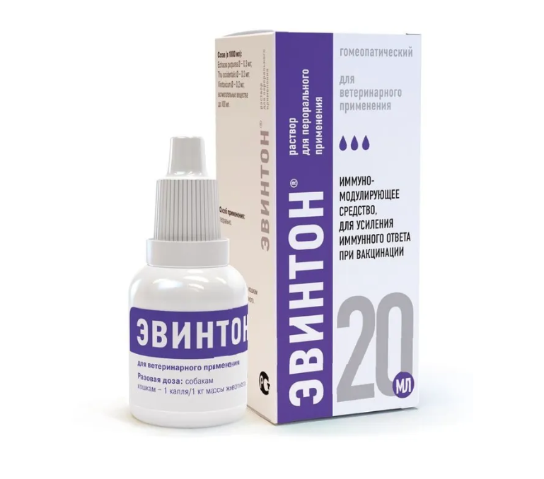 Препарат гомеопатический для кошек и собак Хелвет Эвинтон пероральный раствор 20мл