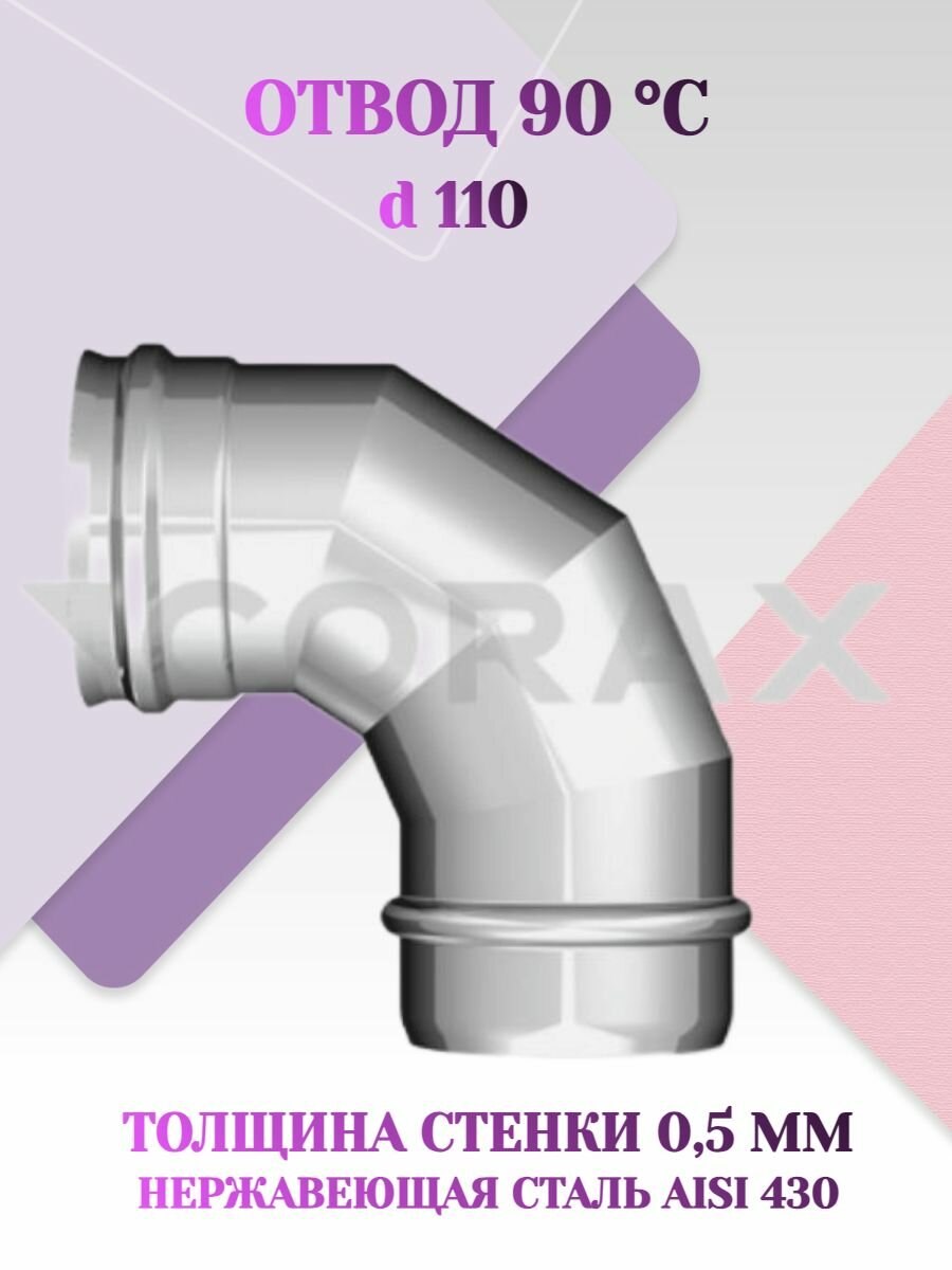 Колено 90 градусов нержавейка d 110