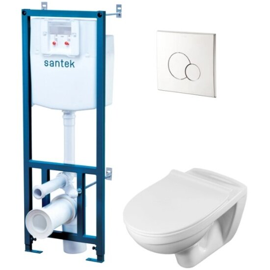 Унитаз с инсталляцией Santek бореаль ПЭК (подвес. унитаз с сиденьем soft close инсталляция панель хром) 1. WH50.1.544