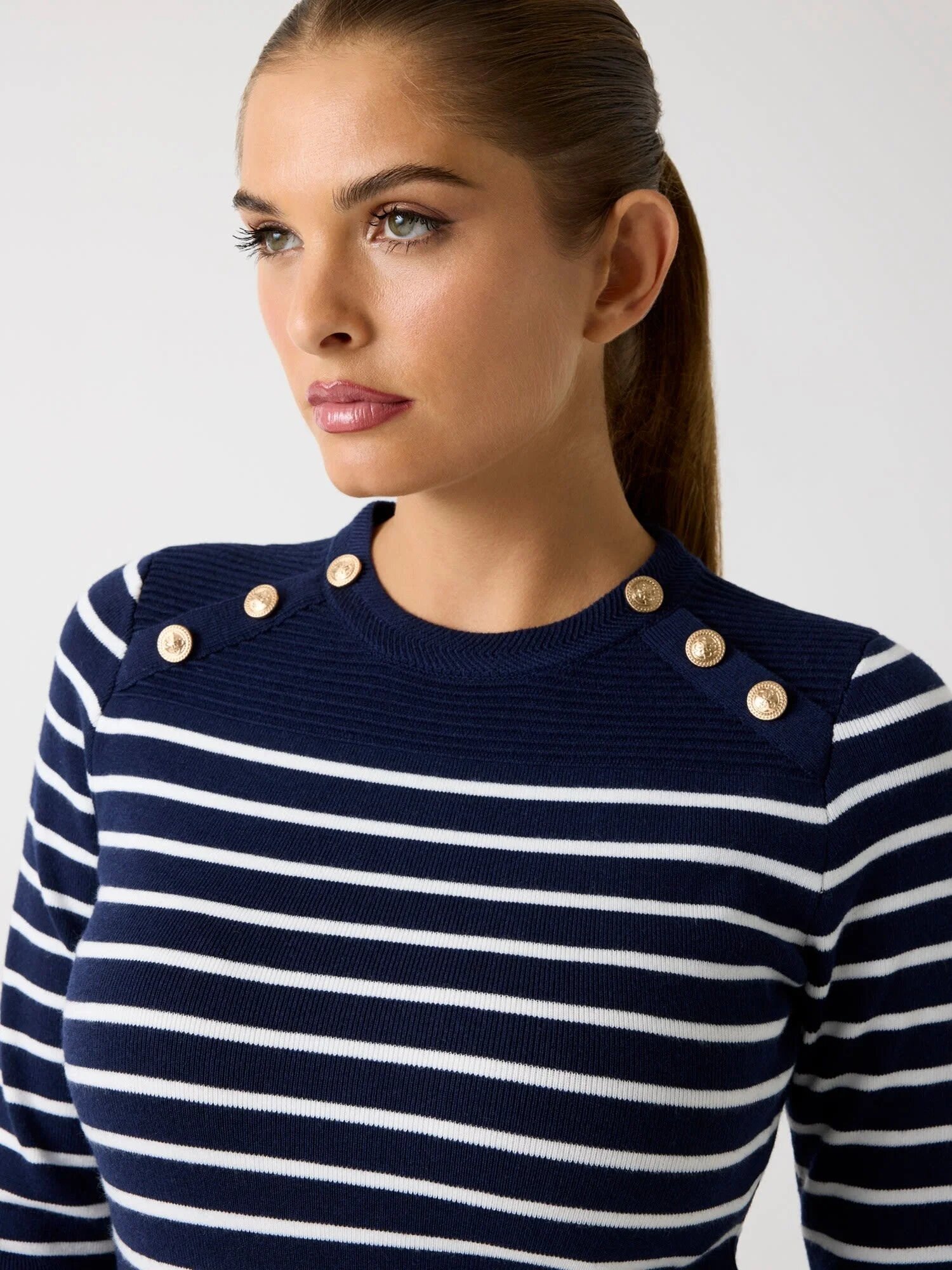 Джемпер GUESS LS CN HELEN SWTR, размер S, синий/кремовый — фото 1