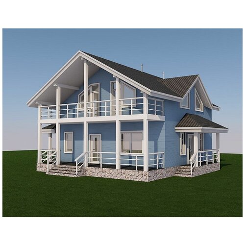 (153м2, 11х10м) Готовый проект каркасного дома с мансардой и балконом - AS-2428-3