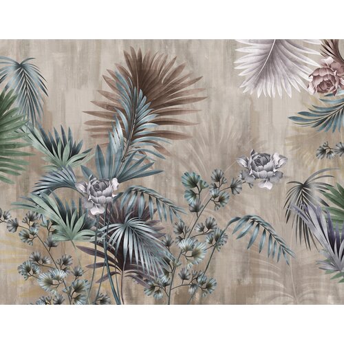 Моющиеся виниловые фотообои GrandPiK Удивительные цветы и листья, 350х270 см