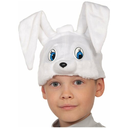 Шапочка зайчика белого заяц зайка зайчонок кролик крльчиха карнавальная 20-00199 маска карнавалофф размер 52 54 черный