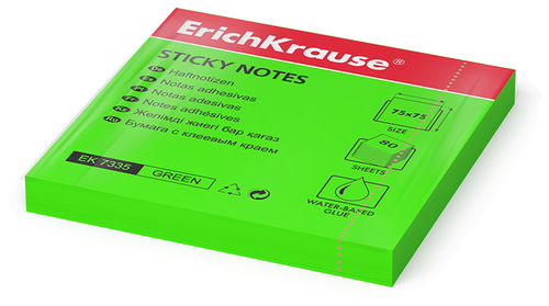 ErichKrause закладки Neon, 75х75 мм, 80 штук (7323/7335/7336/7337) зеленый 70 г/м²