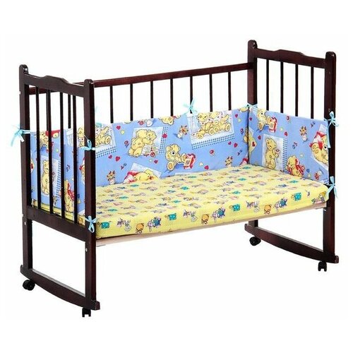 фото Бортик в кроватку baby-22 медвежата, 4 части, цвет голубой (542) baby22