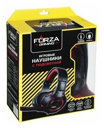 FORZA Наушники проводные накладные Gaming, Игровые, динамик 40мм, кабель 200см, пластик, металл 443-031