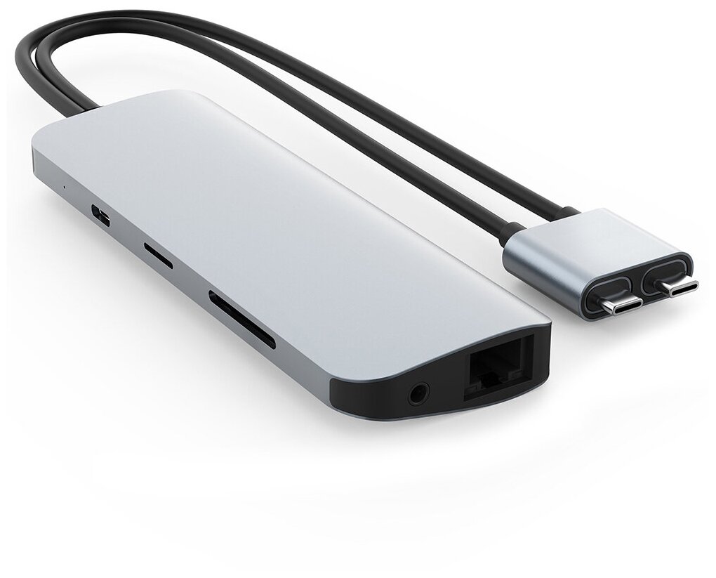 Мульти хаб HyperDrive VIPER 10-in-2 USB-C Hub 2 x HDMI / 3 x USB-A / Ethernet / MicroSD / SD / USB-C PD / 3.5mm Audio Jack серебристый (HD392-SILVER)