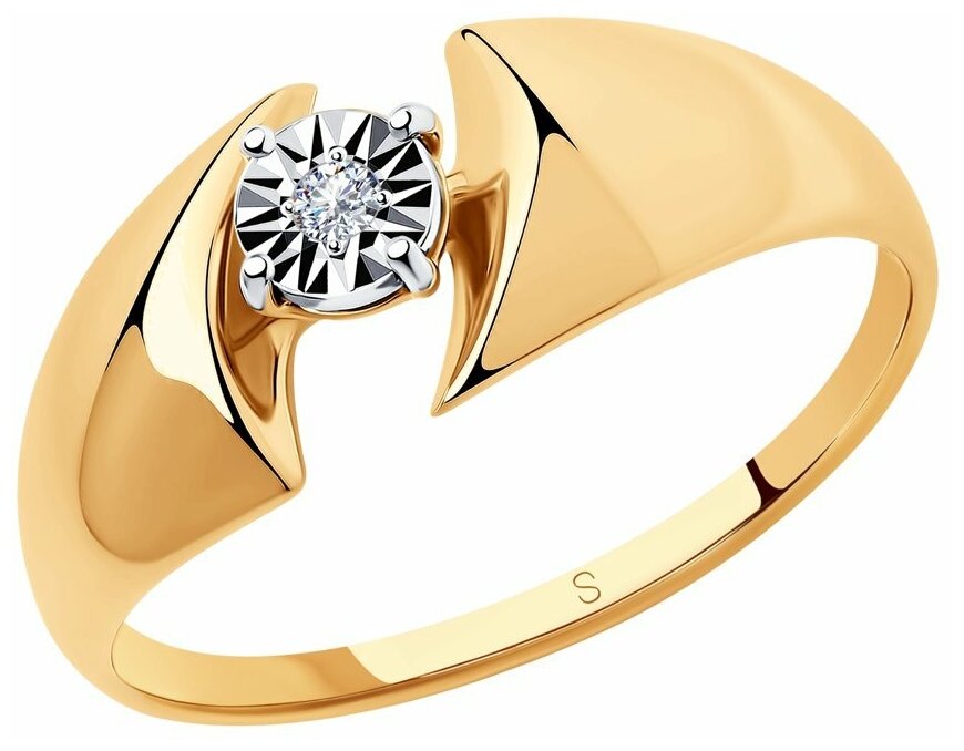 Кольцо SOKOLOV, комбинированное золото, 585 проба, бриллиант