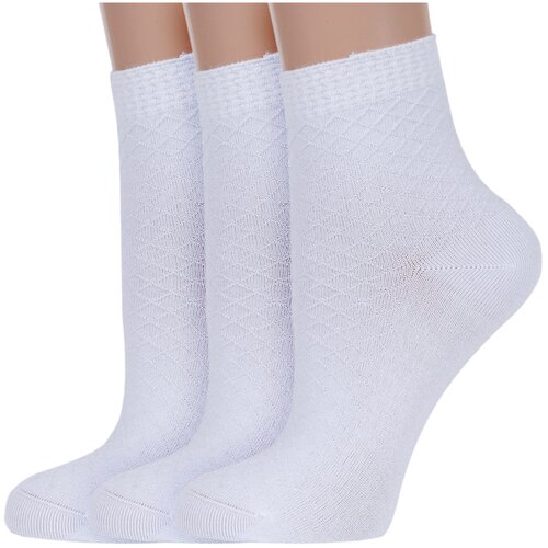 фото Комплект из 3 пар женских бамбуковых носков хох белые, размер 23