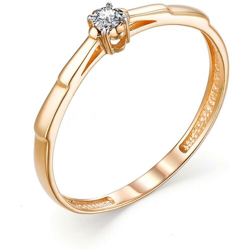 фото Алькор кольцо с 1 бриллиантом из красного золота 13231-100, размер 17