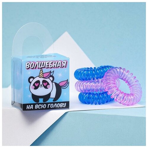 Art beauty Набор резинок-пружинок для волос Pandacorn, 4 шт, диам 3, 5 см, фиолетовый, пластик  - Купить