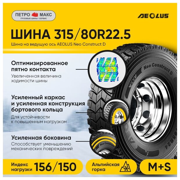 Шина 315/80R22.5 AEOLUS Neo Construct D