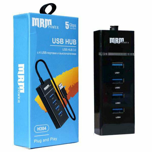 USB-разветвитель Хаб H304 4USB Ports 30 Black 38700₽