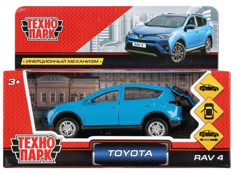 Легковой автомобиль ТЕХНОПАРК Toyota RAV4 1:40, 12 см, синий - фотография № 4