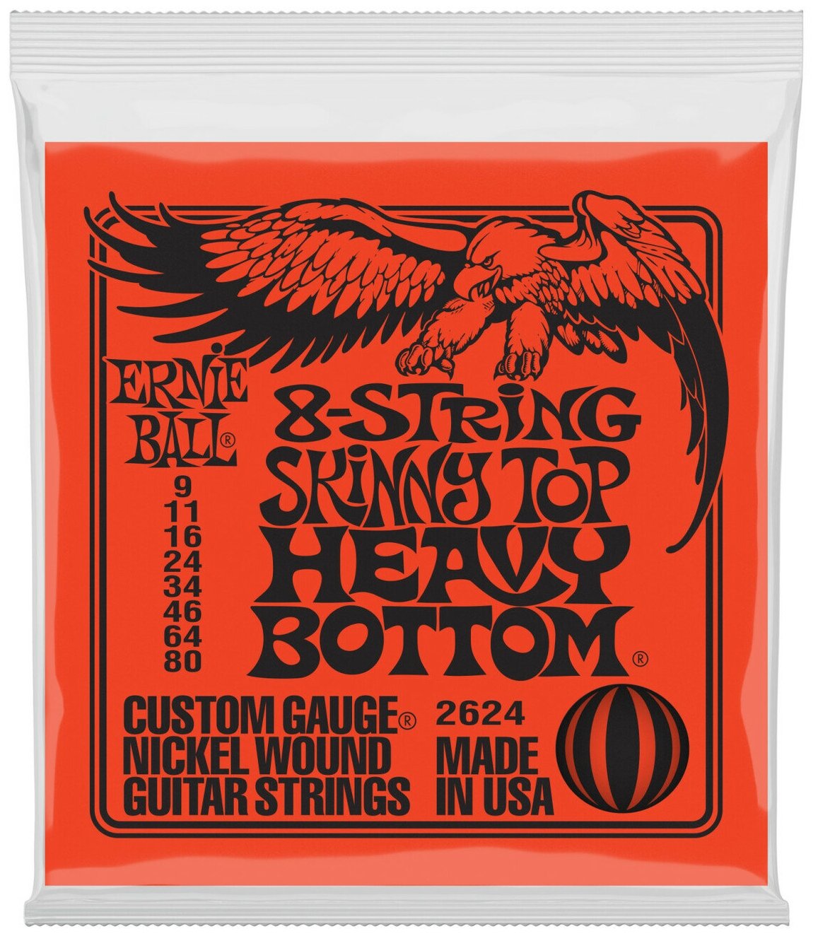 ERNIE BALL 2624 Nickel Wound Slinky Skinny Top Heavy Bottom 9-80 Струны для 8 струнной электрогитары