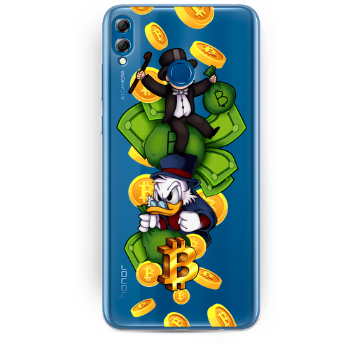 Силиконовый чехол на Honor 8X / Хонор 8Х Scrooge McDuck and Monopoly, прозрачный силиконовый чехол на honor 20 pro хонор 20 про scrooge mcduck and monopoly прозрачный