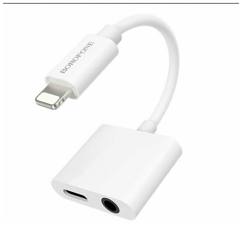 BOROFONE Переходник BOROFONE BV12, Lightning на 3.5 мм для наушников White (124mm)