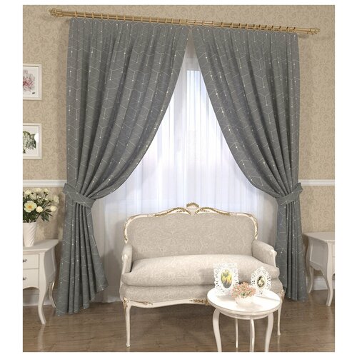 фото Шторы сирень с подхватами, 145*260 см, 2 шт, подхват 2 шт.