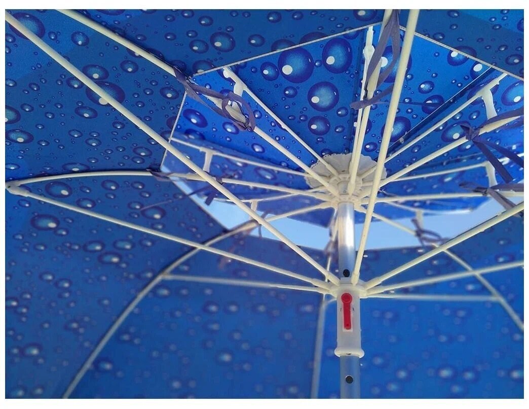 Палатка пляжная / Зонт пляжный со съемной шторкой - усиленная солнцезащита, вентиляция, наклон - диаметр 220см - алюминиевый каркас - фотография № 6