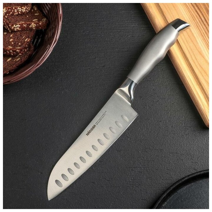 Нож кухонный NADOBA MARTA Сантоку, лезвие: 17,5 см, ручка из стали