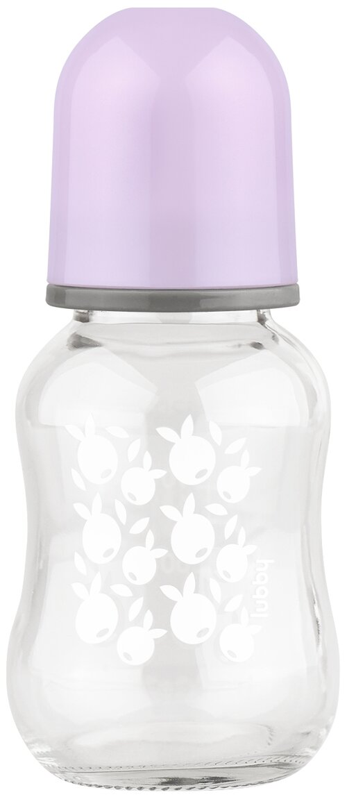 Lubby Стеклянная бутылочка с силиконовой соской, 125 мл, с рождения, сиреневый