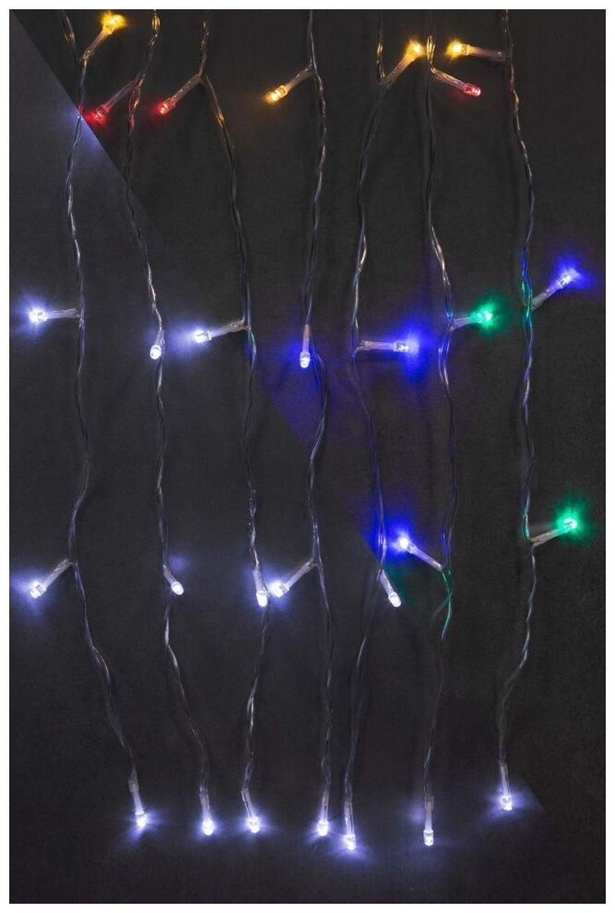 Электрогирлянда GLOS Световой занавес GL7032-M, 2 х 1.5 х 2 м, 2 х 1.5 м, 160 ламп, белый/разноцветный/прозрачный провод