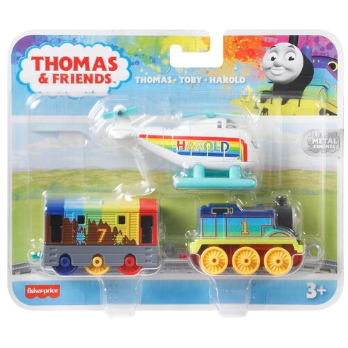 фото Thomas and friends игровой набор, радужные паровозики thomas, toby, harold, hdk12