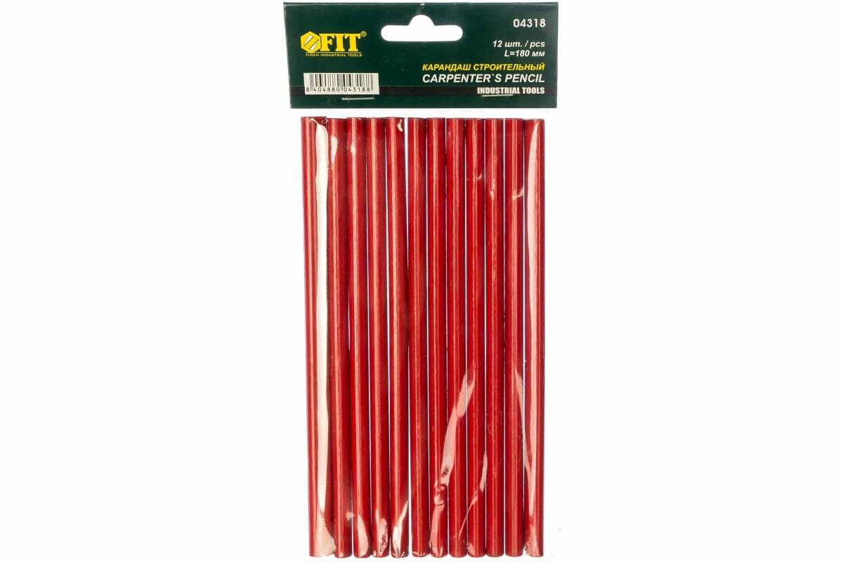 FIT IT Карандаш строительный 12 шт 180 мм 04318